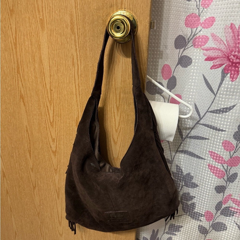 Elegant Brown Suede Shoulder Bag